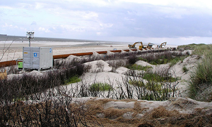 Blick auf die Baustelle am Oststrand