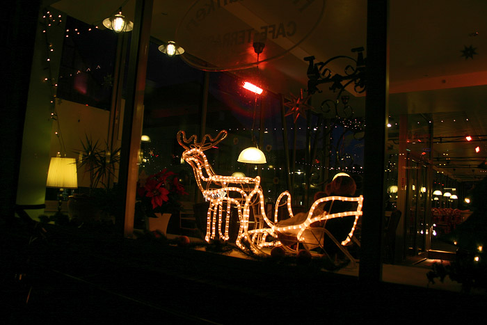 Rentier mit Weihnachtsschlitten