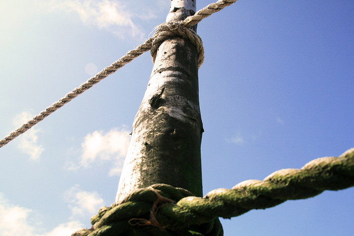 Ein Hauptbadefeld-Pfahl