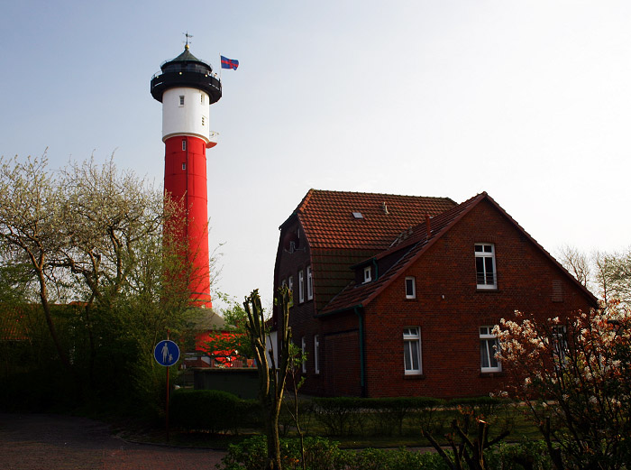 Leuchtturm aus der Robbenstra&szlig;e gesehen