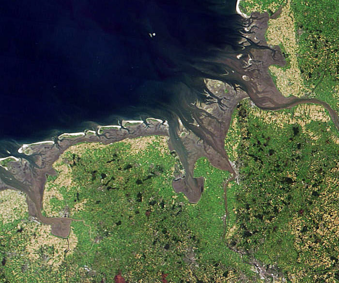 Satellitenaufnahme der Nordseek&uuml;ste