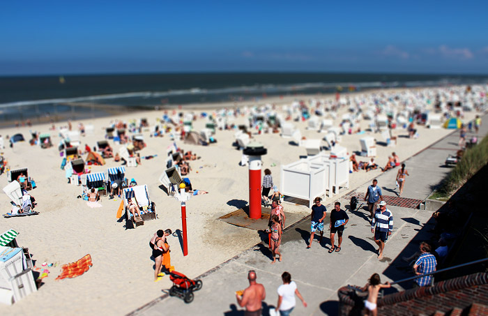 Strandkorb-Mittelfeld von der Uhr aus gesehen