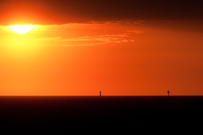 Roter Sand und Alte Weser bei Sonnenaufgang