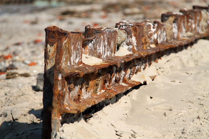 Stark verwitterte Spundwand