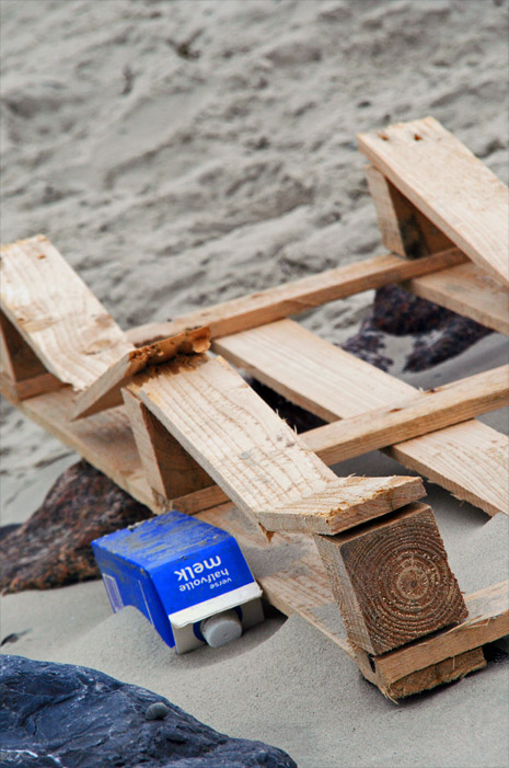 Strandgut am Fu&szlig;e des L&auml;ngswerks