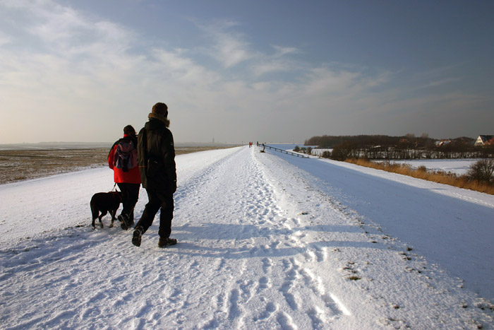Spazierg&auml;nger auf dem Dorfgrodendeich