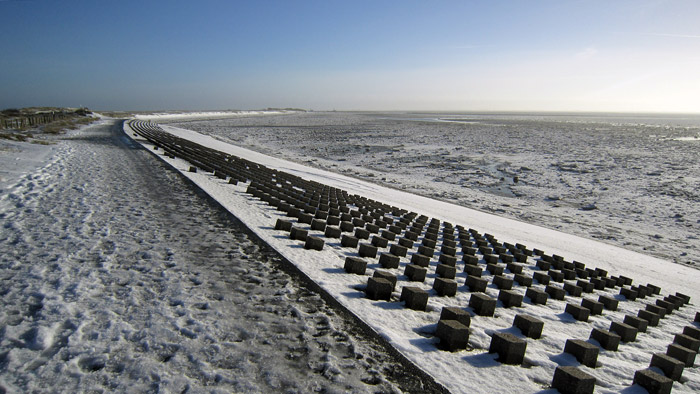 Schnee auf dem S&uuml;dwestdeckwerk