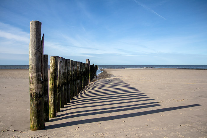 Pfahlbuhne bei Niedrigwasser