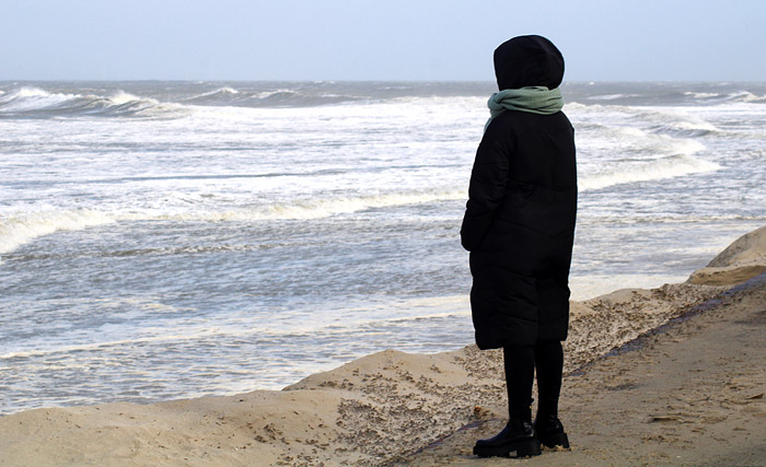 Blick auf die aufgew&uuml;hlte See