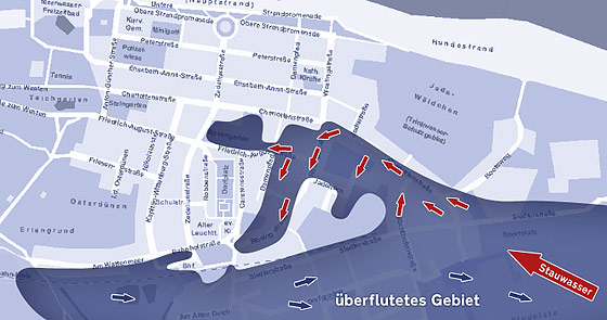 Projektion: &Uuml;berflutetes Gebiet