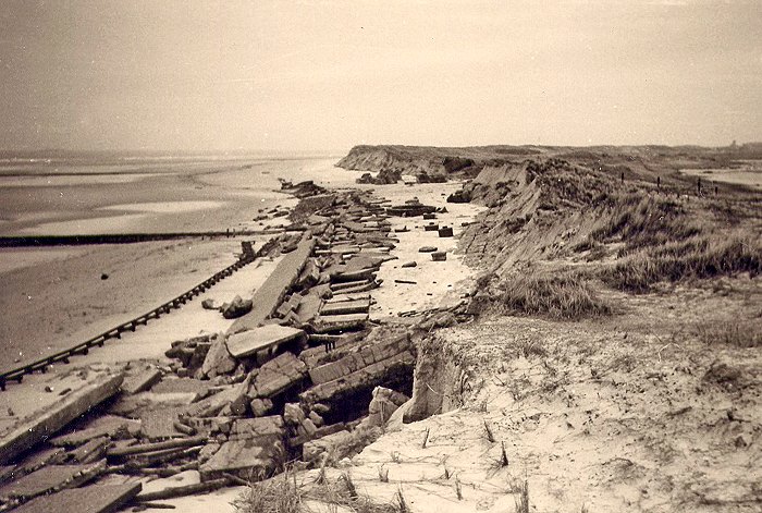Sturmflut 1962. Zerst&ouml;rte Strandmauer
